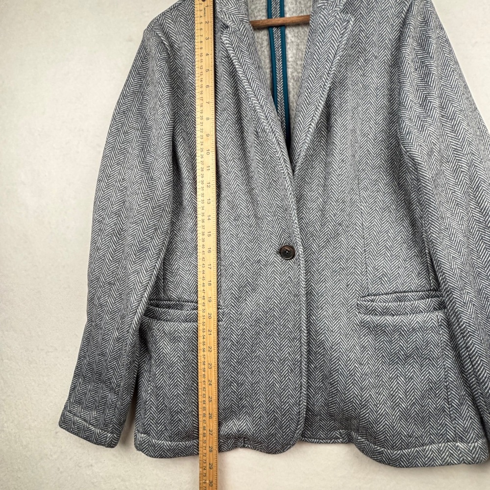 Lands End Blazer Womens XL Tall Herringbone Fleece Single Button - Picture 6 of 8